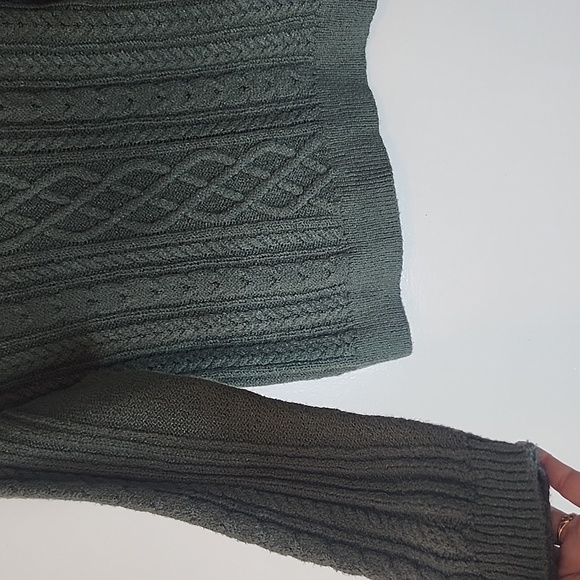 J. Crew Olive Cable Knit Sweater - Picture 5 of 12